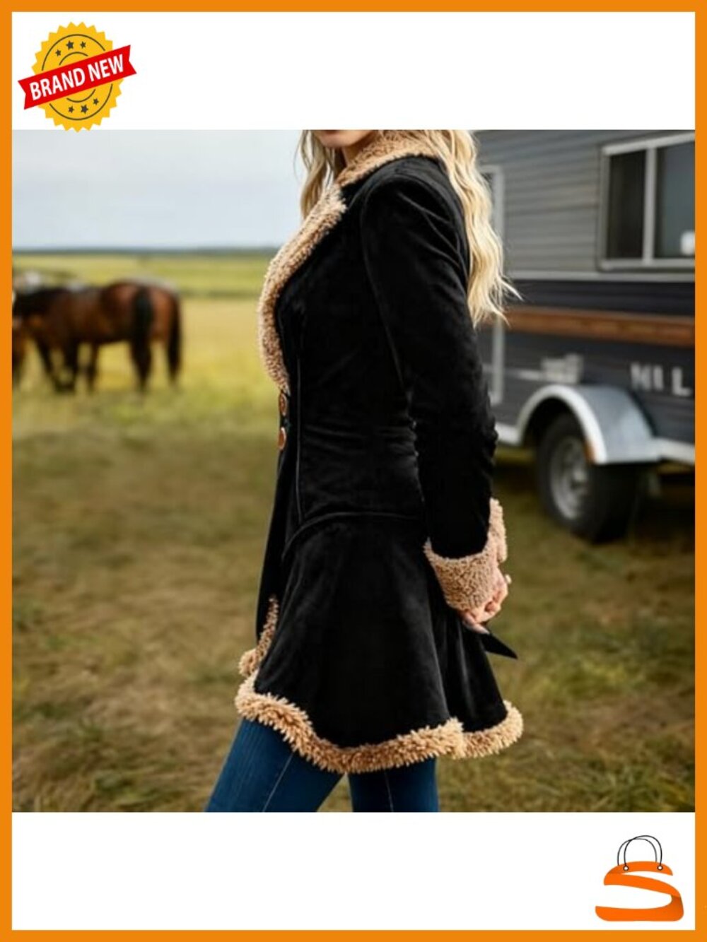 Faux Leather Suede Jacket Sherpa Lined Fleece Coat Women's Winter - Picture 4 of 6